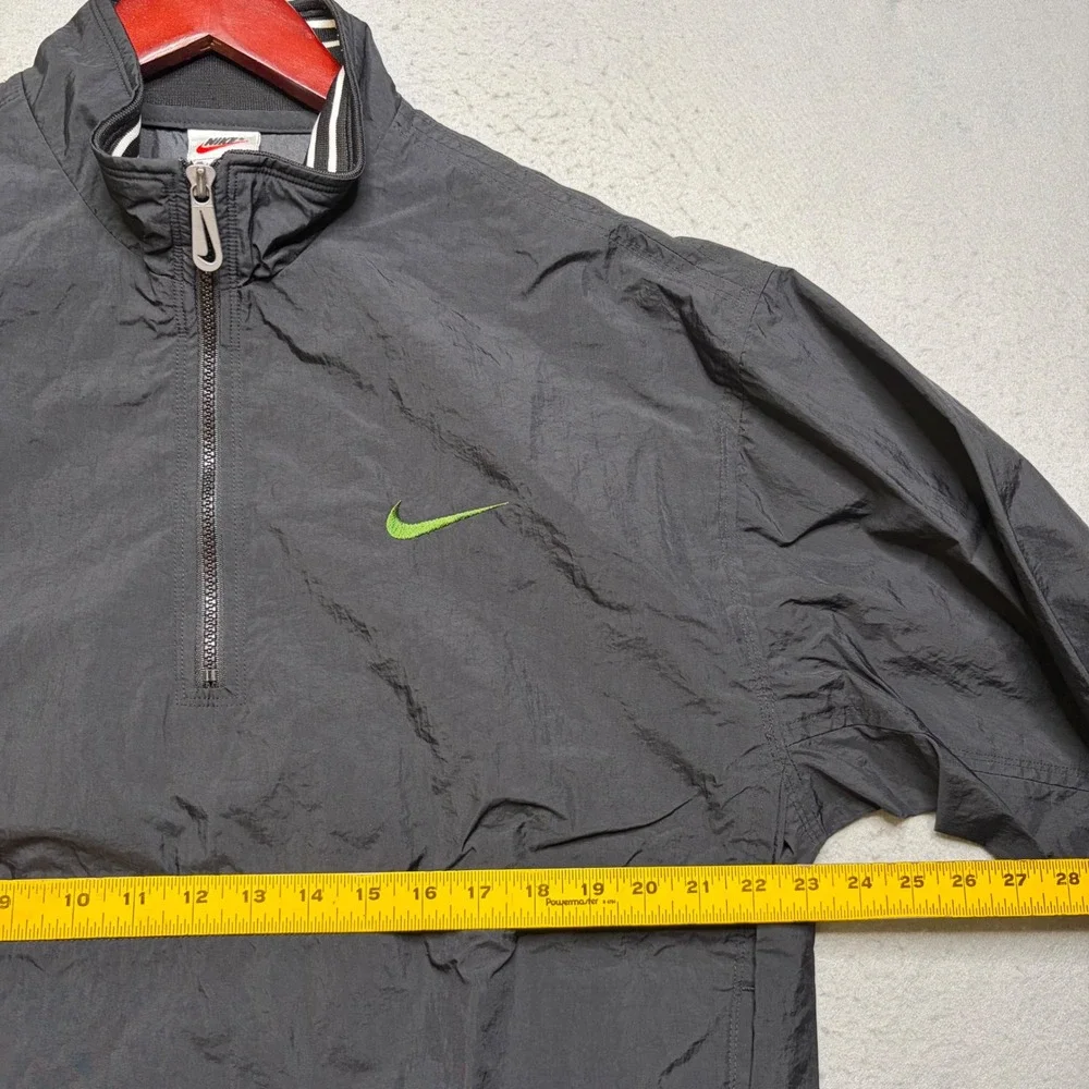 Nike Windbreaker Mens Large Black Vintage 90s Quarter Zip Neon Green Logo ER89